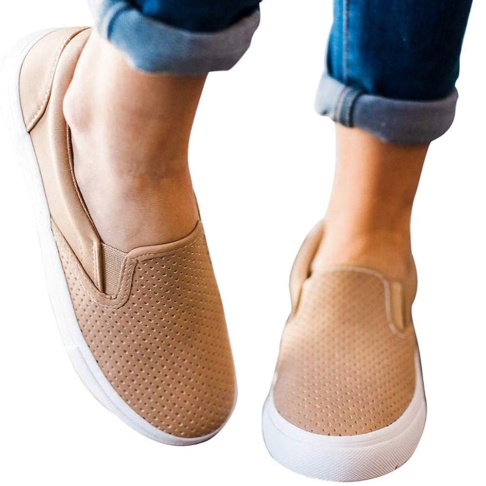 Hollow Loafer Canvas Flats Shoes-Camel - Picture 3 of 7